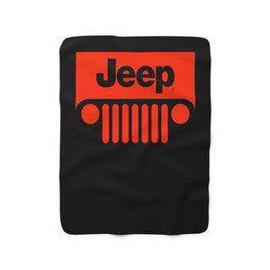 Jeep Sherpa Fleece Blanket Orange/Blk