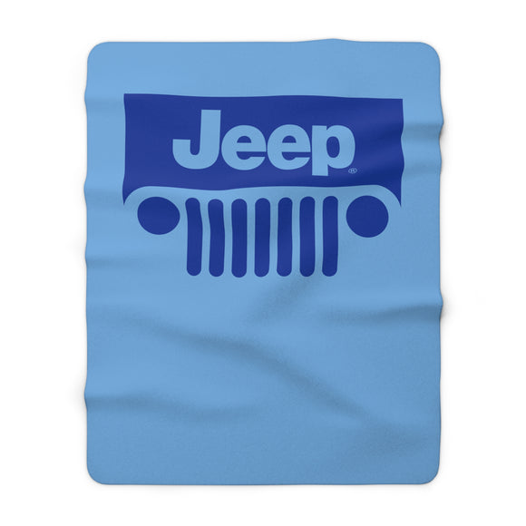 Jeep Sherpa Fleece Blanket Light Blue/Blue