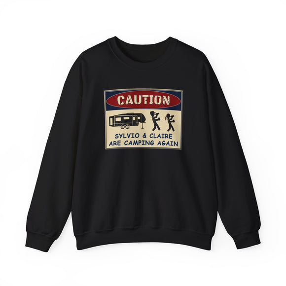 CAUTION Camping - Unisex Heavy Blend™ Crewneck Sweatshirt
