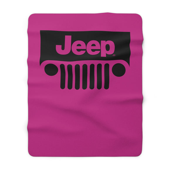 Jeep Sherpa Fleece Blanket Blk/Hot Pink