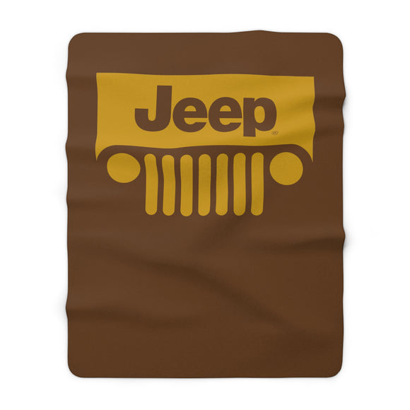 Jeep Sherpa Fleece Blanket Gold/Brown