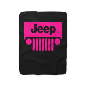 Jeep Sherpa Fleece Blanket Blk/Pink